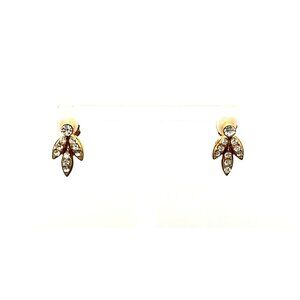 Gold-Tone Crystal Leaf Stud Earrings